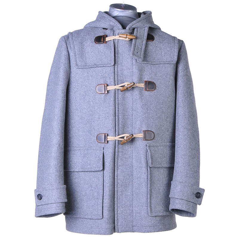 prada 普拉达男士灰色中长款连帽休闲呢子大衣 秋冬新款呢子外套sgh