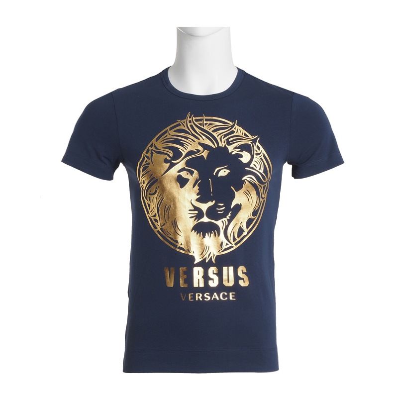 versace-versus(範思哲-範瑟絲)男士藍色金獅頭logo短袖t恤 bu90103