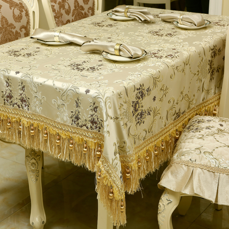 罗雅妮欧式奢华布艺餐桌布台布茶几布椅垫椅套圆桌桌布 定做 米色